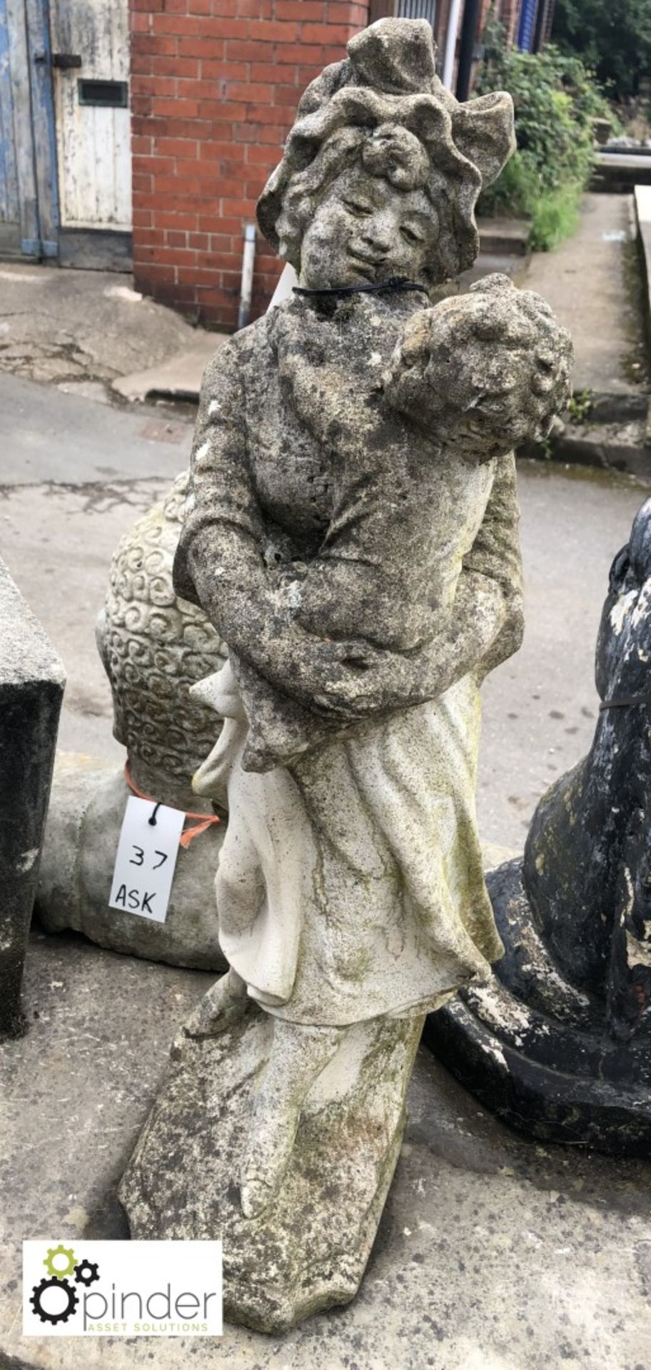 Reconstituted Stone Mother and Baby Statue, mid 19