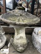 Reconstituted Stone Bird Bath of a fish, shell, fr