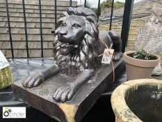 Victorian salt glazed terracotta Lion with markers