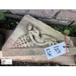 Carved Yorkshire Stone Plaque, bird holding serpen
