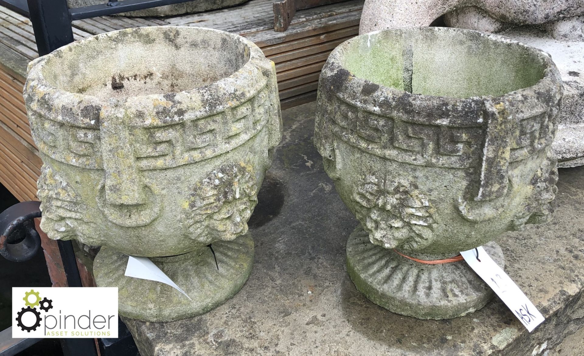 Pair of reconstituted Stone Urns, mid 1900s - Image 2 of 2