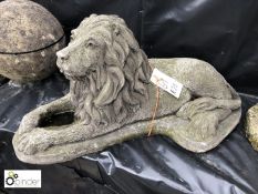 Pair reconstituted Stone Lions, resting