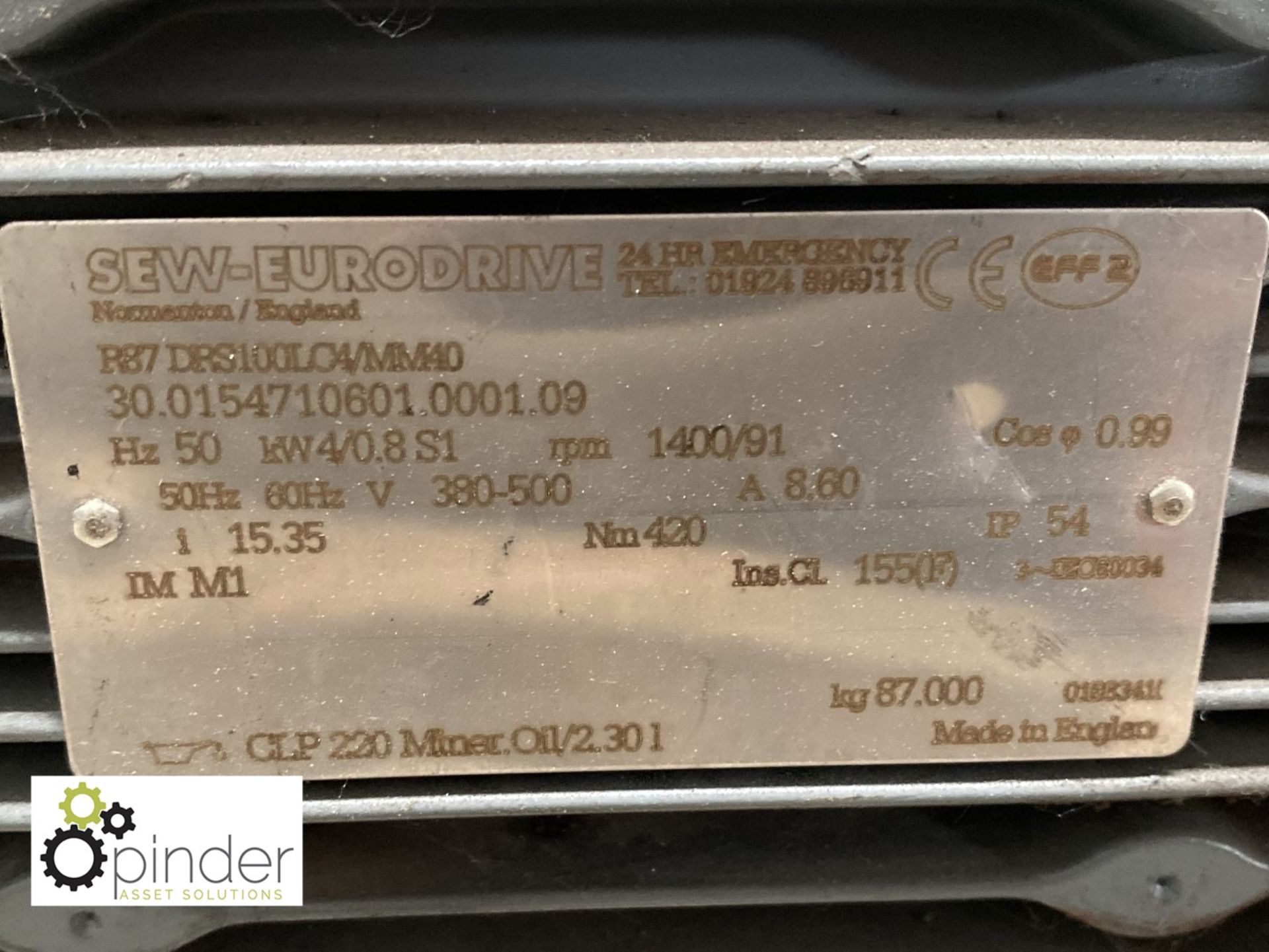 SEW Eurodrive DRS100 LC4/MM40 Geared Motor, 4kw, 91rpm - Image 3 of 3