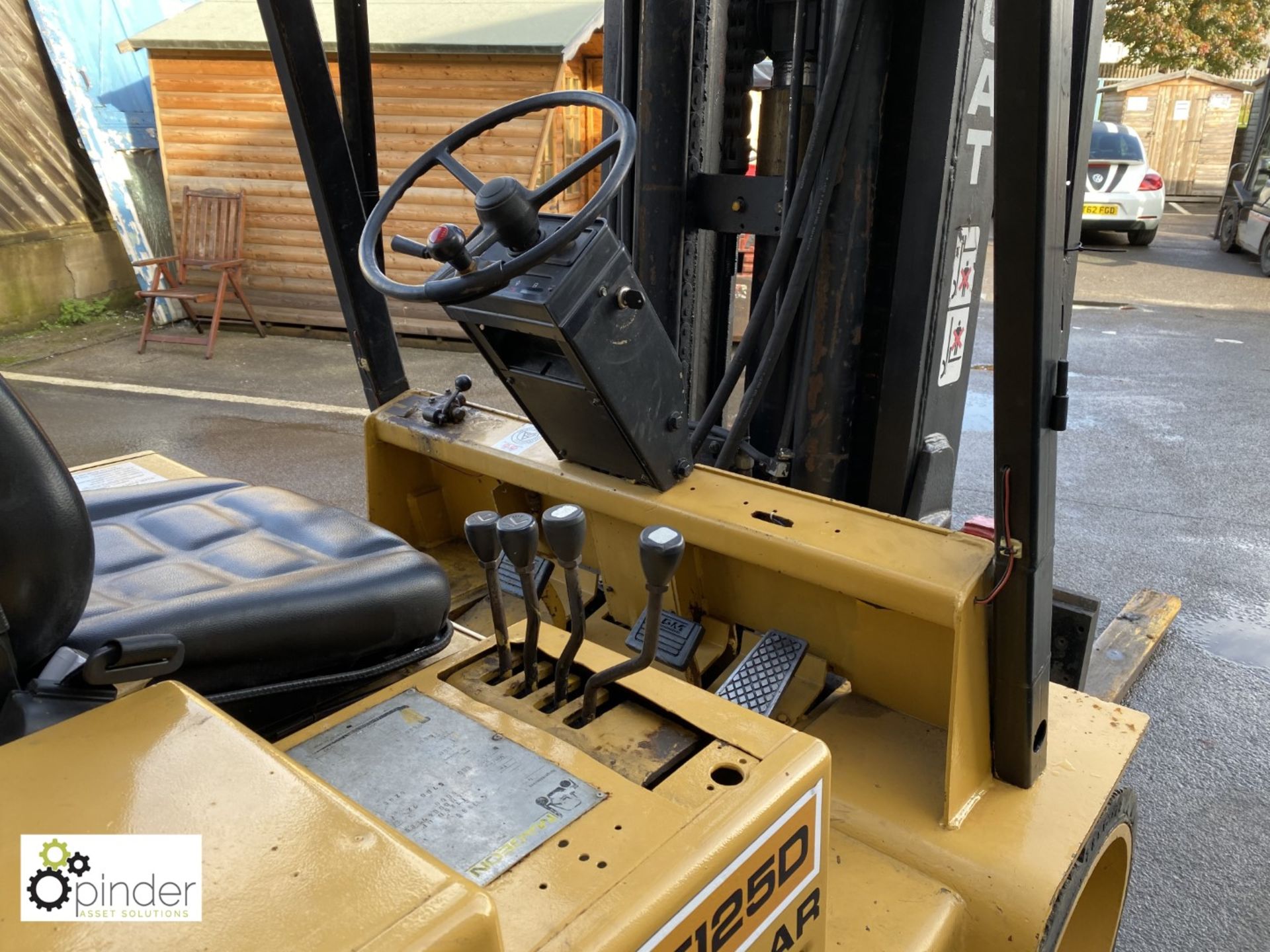 Caterpillar T125D Forklift Truck, 5700kg capacity, 6300mm triple mast, 3050mm closed height, 3rd and - Image 11 of 17