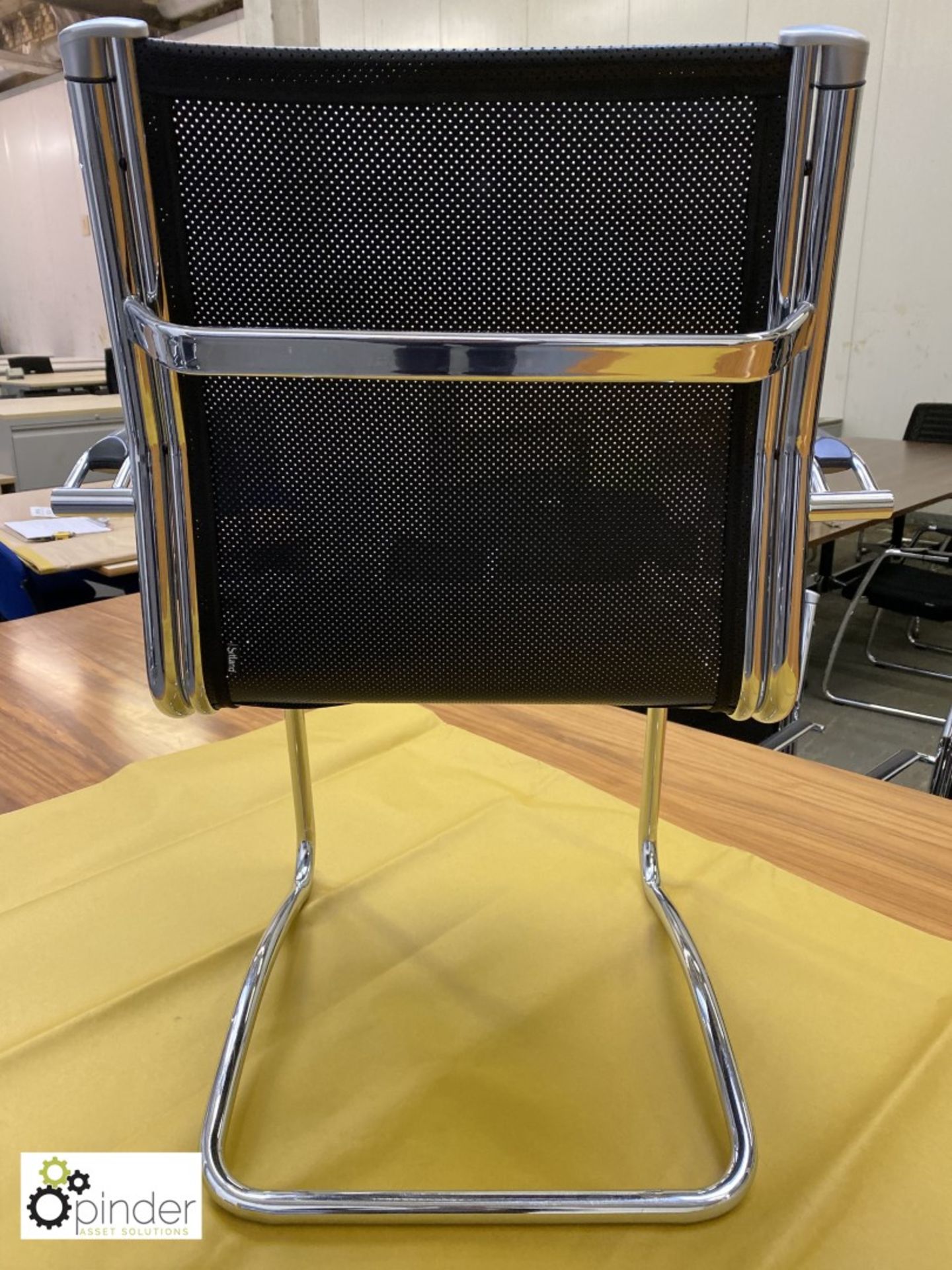 Set 3 Sitland chrome framed cantilever Meeting Chairs, leather effect mesh - Image 5 of 5