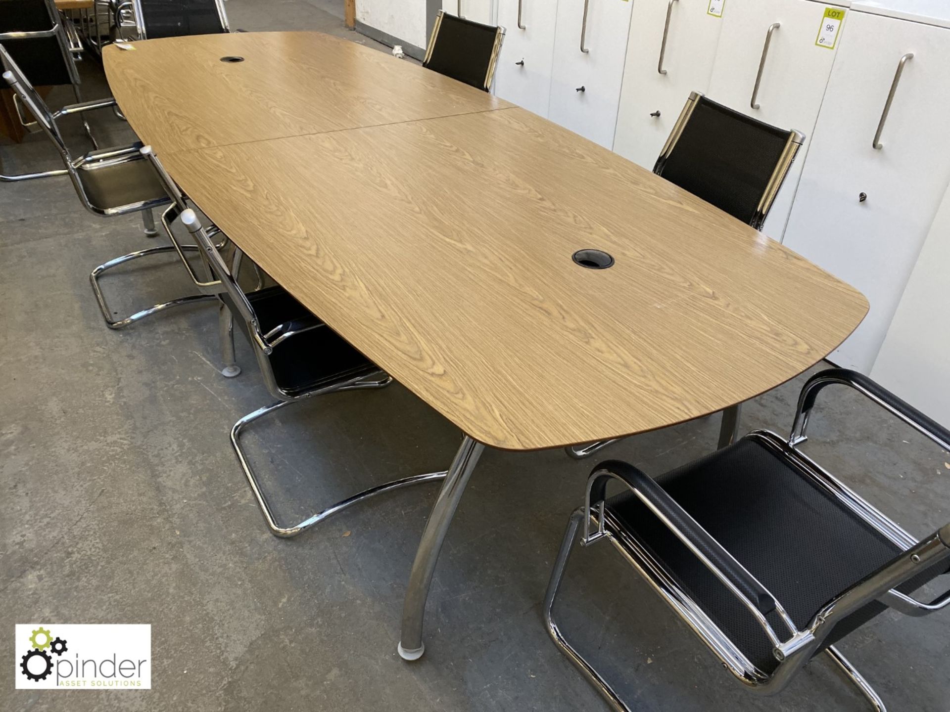 Oak effect 2-section Boardroom Table, 3000mm x 1200mm, with 3 sets chrome legs - Image 5 of 5