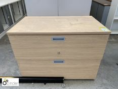 Light oak 2-drawer lateral Filing Cabinet, 1000mm x 600mm x 730mm high