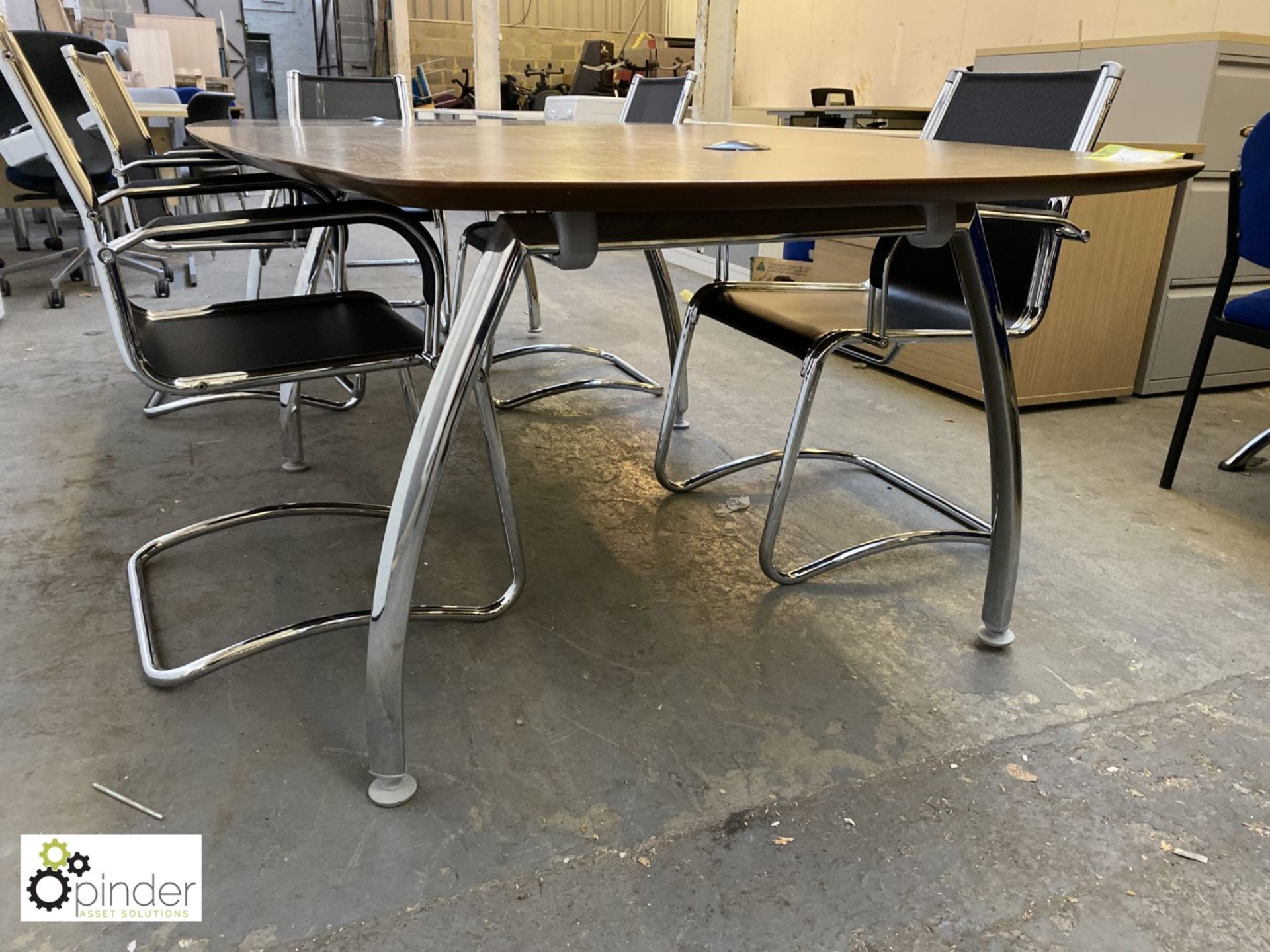Oak effect 2-section Boardroom Table, 3000mm x 1200mm, with 3 sets chrome legs - Image 2 of 5
