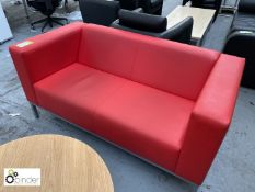 Pledge leather upholstered Reception Sofa, red, 1550mm x 760mm