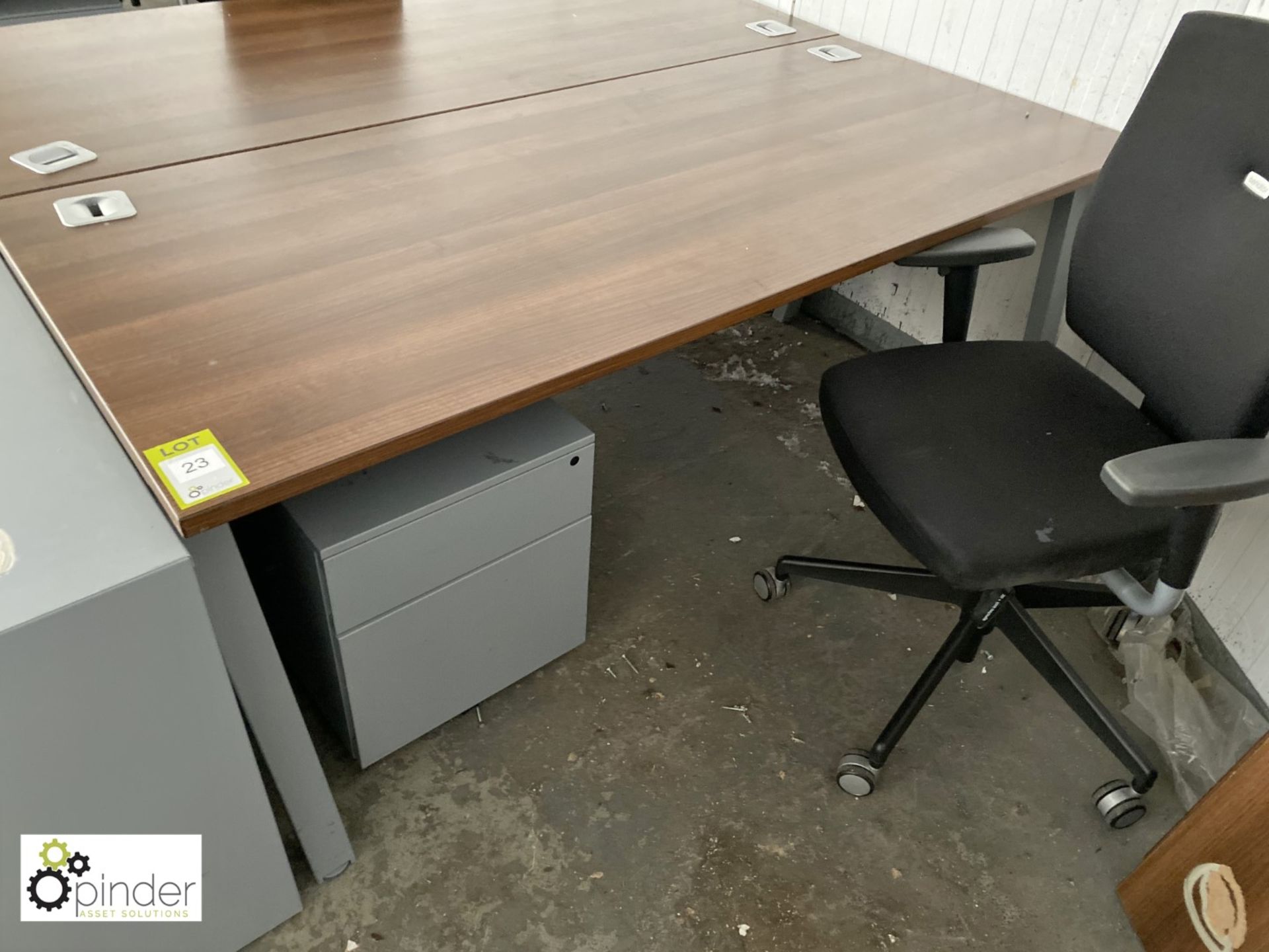Walnut effect Desk, 1800mm x 800mm, with Senator upholstered swivel office armchair and steel 2- - Image 3 of 3