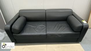 Leather effect Reception Sofa, black, 1980mm x 880mm
