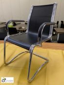 Set 4 Sitland chrome framed cantilever Meeting Chairs, leather effect mesh