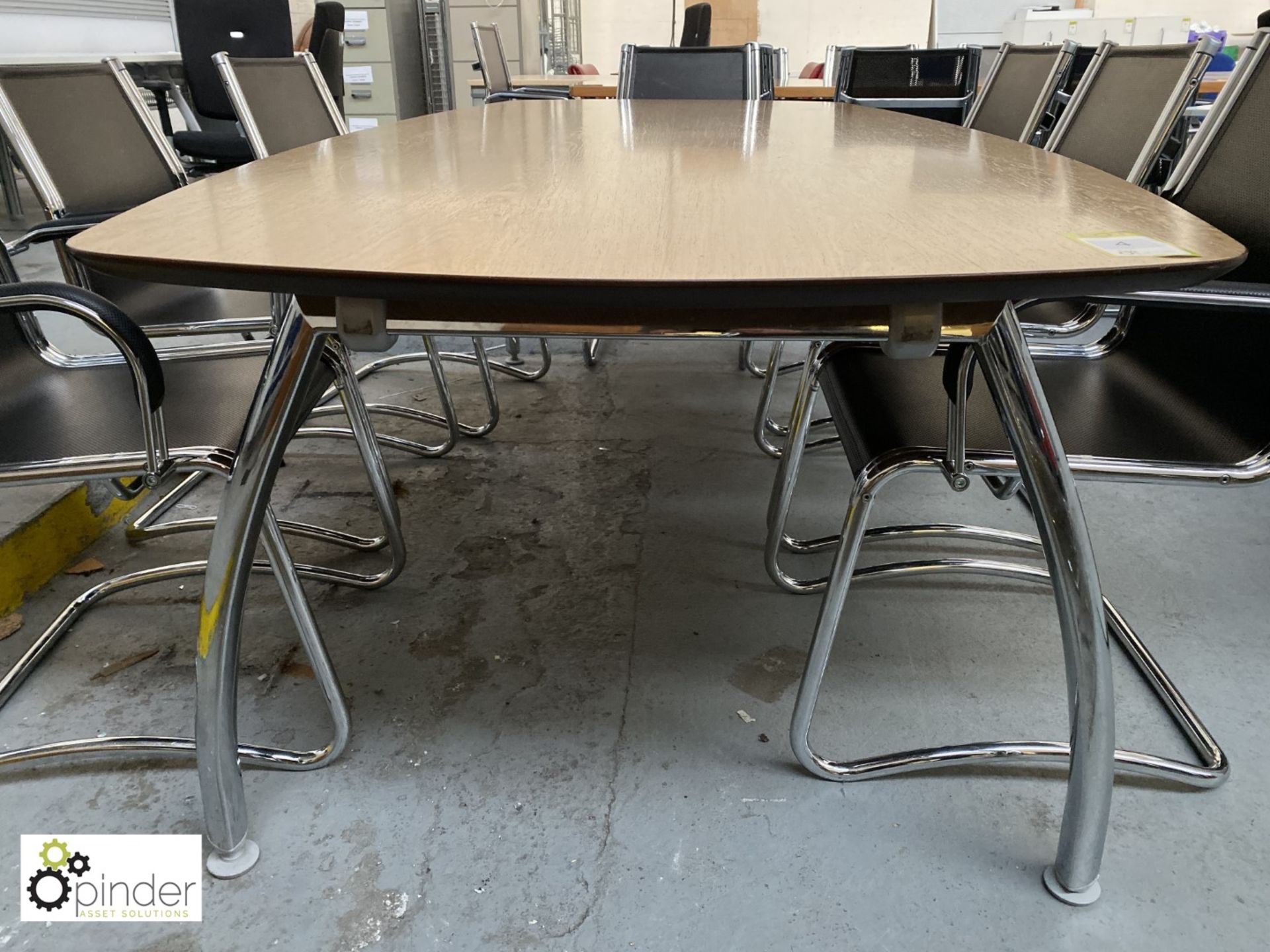 Oak effect Boardroom Table, 2400mm x 1195mm, with 2 sets chrome legs - Image 3 of 4