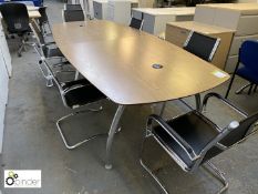 Oak effect 2-section Boardroom Table, 3000mm x 1200mm, with 3 sets chrome legs