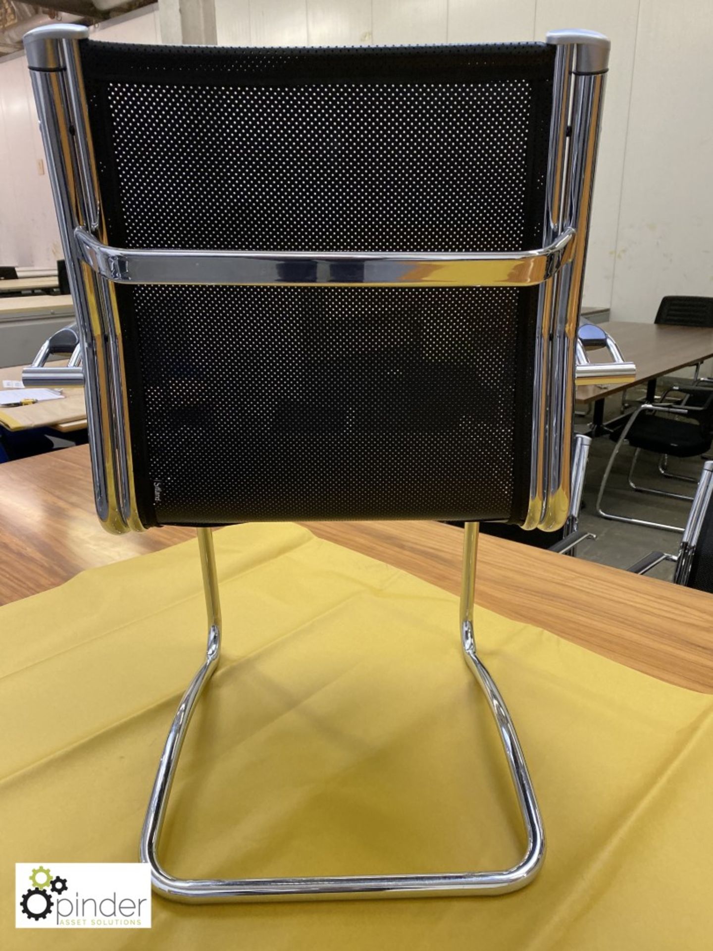 Set 4 Sitland chrome framed cantilever Meeting Chairs, leather effect mesh - Image 5 of 5