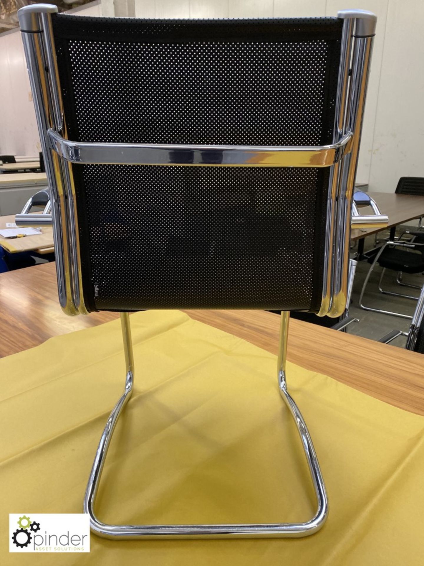 Set 4 Sitland chrome framed cantilever Meeting Chairs, leather effect mesh - Image 5 of 5