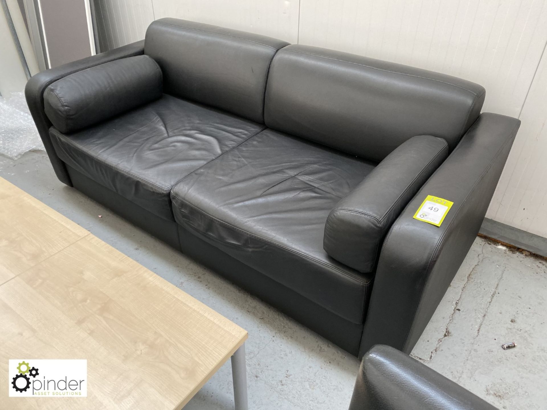 Leather effect Reception Sofa, black, 1980mm x 880mm - Image 2 of 2