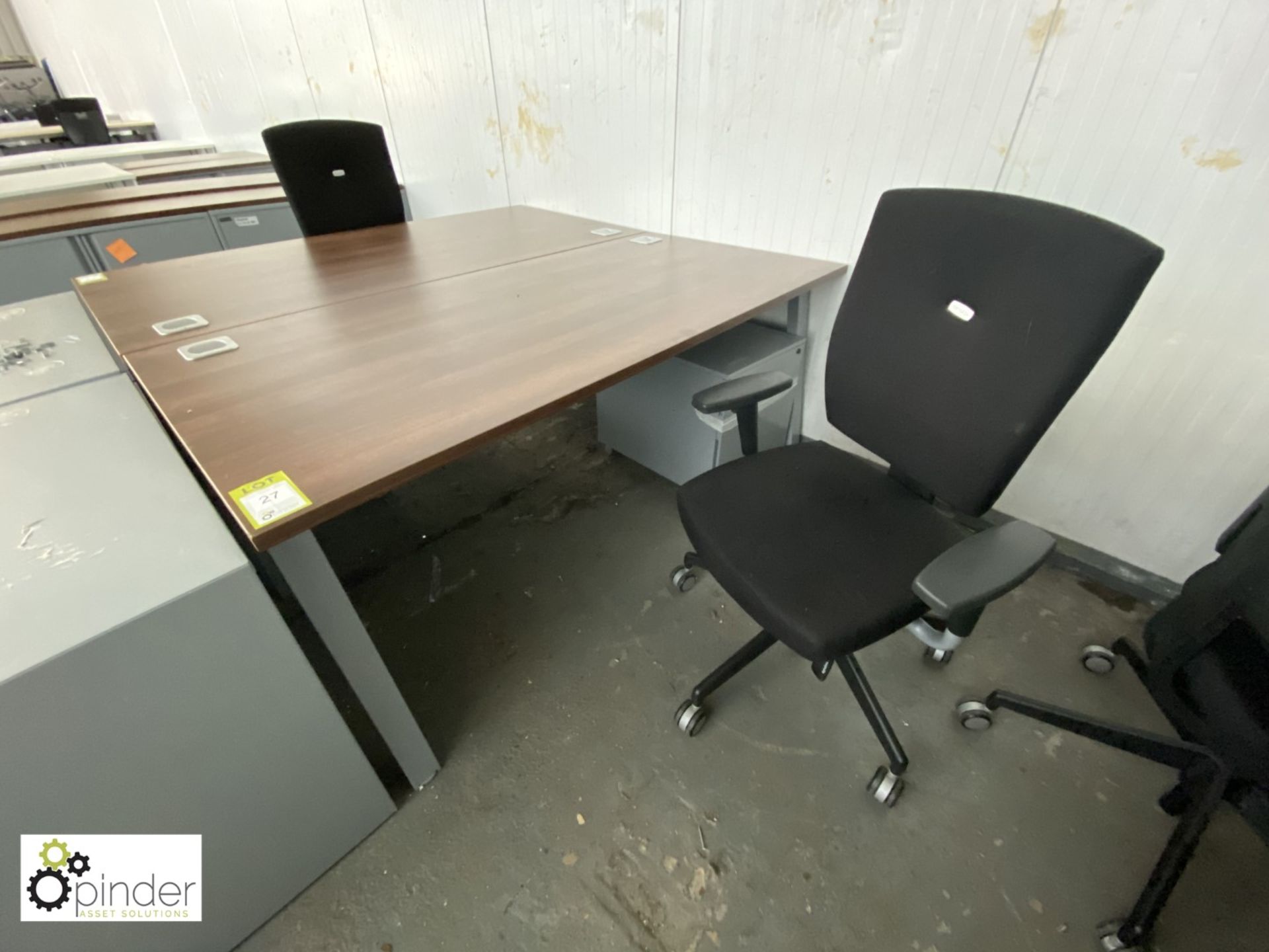 Walnut effect Desk, 1800mm x 800mm, with Senator upholstered swivel office armchair and steel 2- - Image 4 of 4