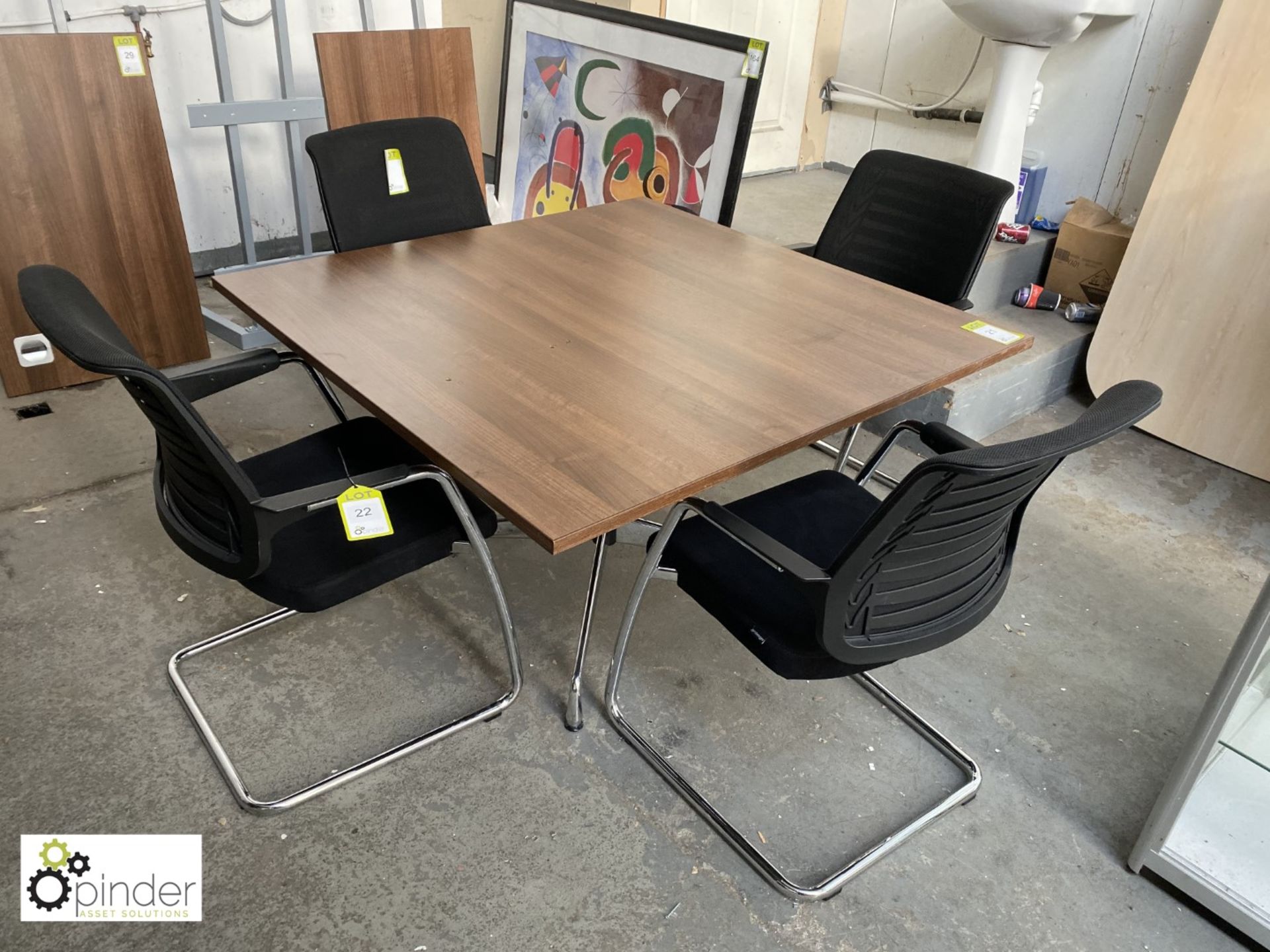 Set of 4 Girsberger tubular framed cantilever Meeting Chairs - Image 3 of 3