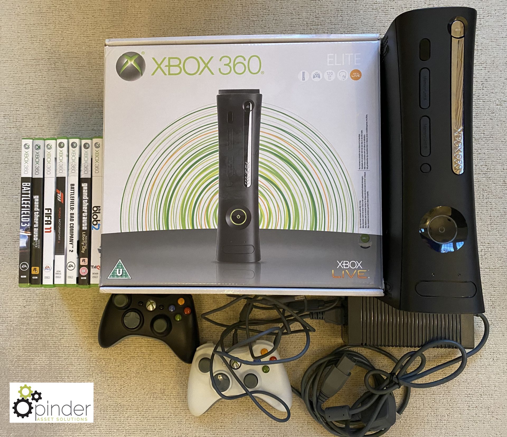 Xbox 360 Elite, 120Gb, with wired controller, remo