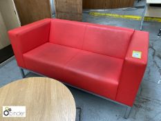 Pledge leather upholstered Reception Sofa, red, 1550mm x 760mm