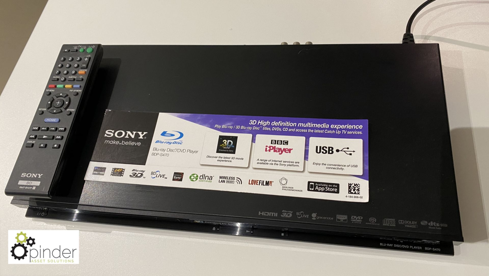 Sony BDP-S470 Blu Ray/3D DVD Player with remote - Image 2 of 4