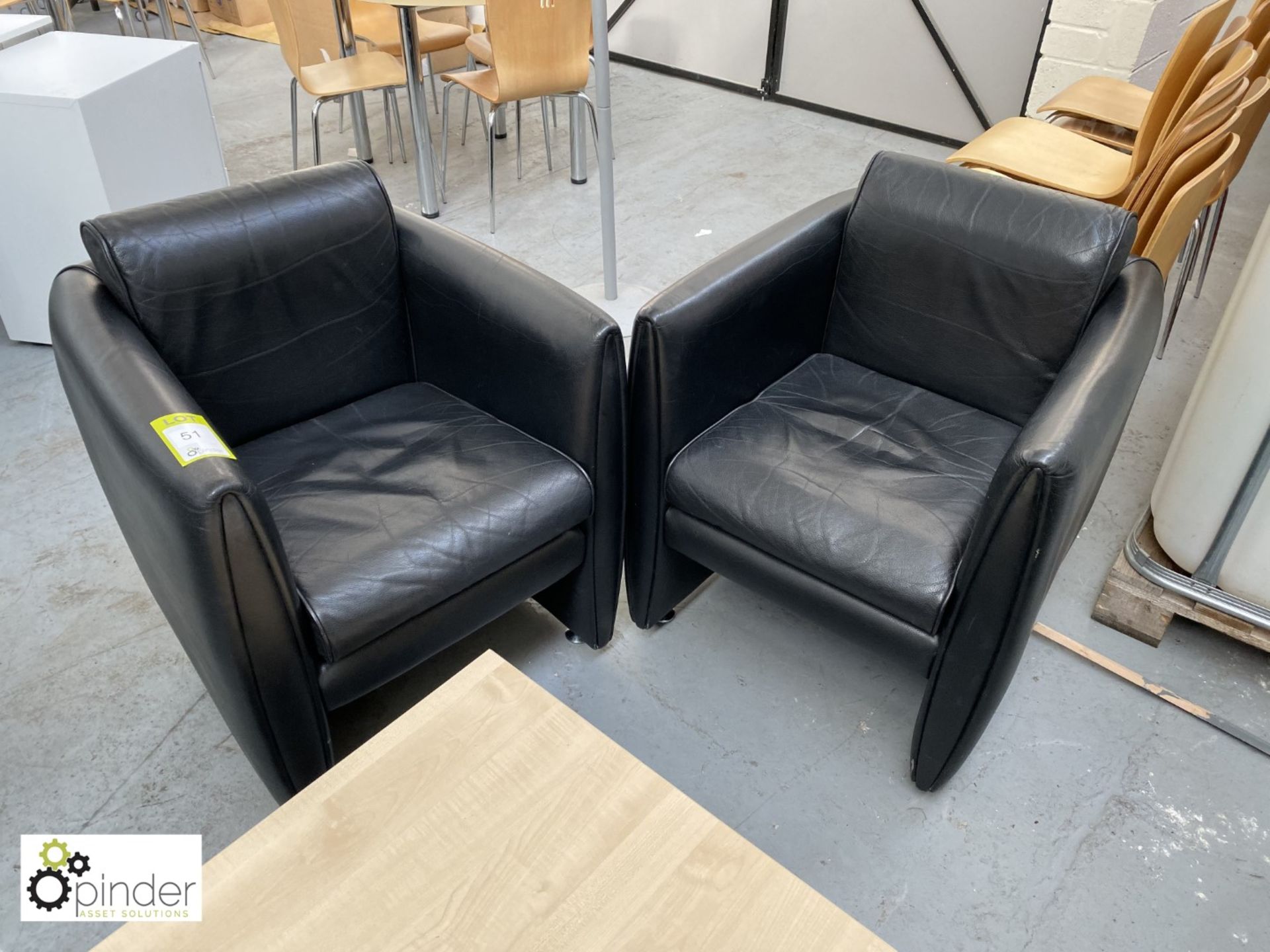 2 leather effect tub style Reception Chairs, black