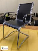 Set 4 Sitland chrome framed cantilever Meeting Chairs, leather effect mesh