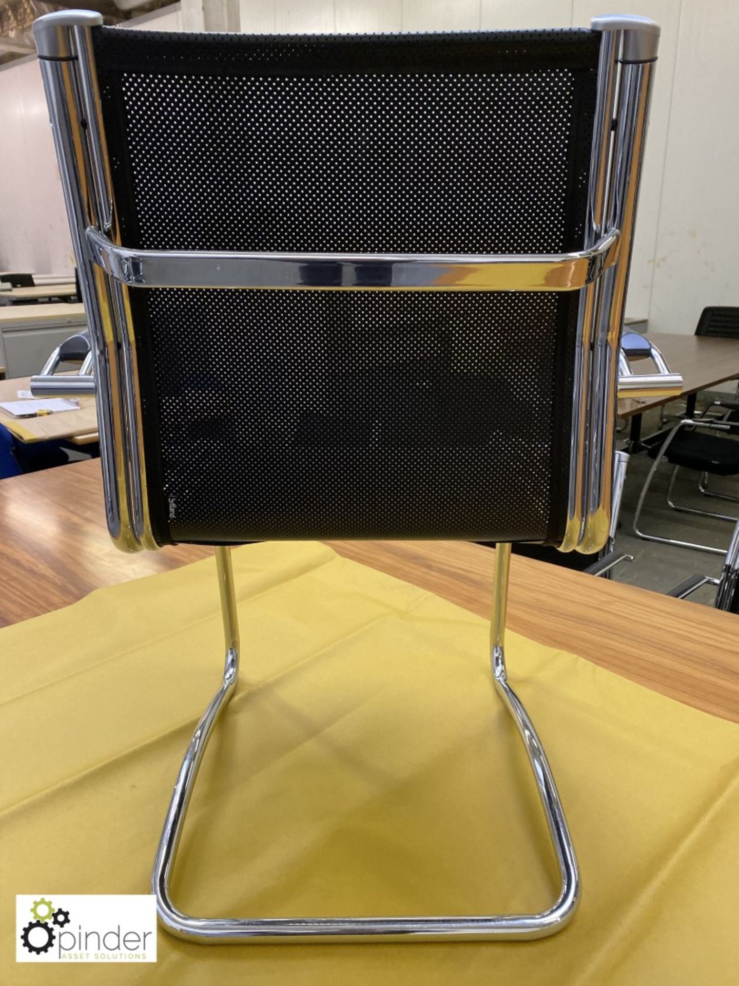 Set 4 Sitland chrome framed cantilever Meeting Chairs, leather effect mesh - Image 5 of 5