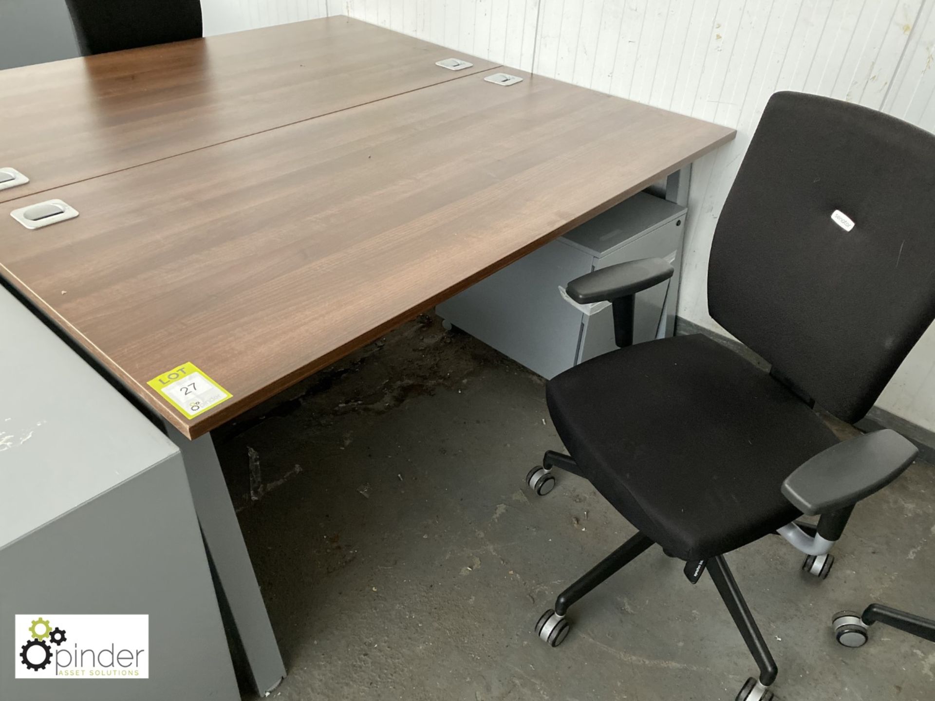 Walnut effect Desk, 1800mm x 800mm, with Senator upholstered swivel office armchair and steel 2- - Image 3 of 4