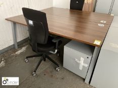 Walnut effect Desk, 1800mm x 800mm, with Senator upholstered swivel office armchair and steel 2-
