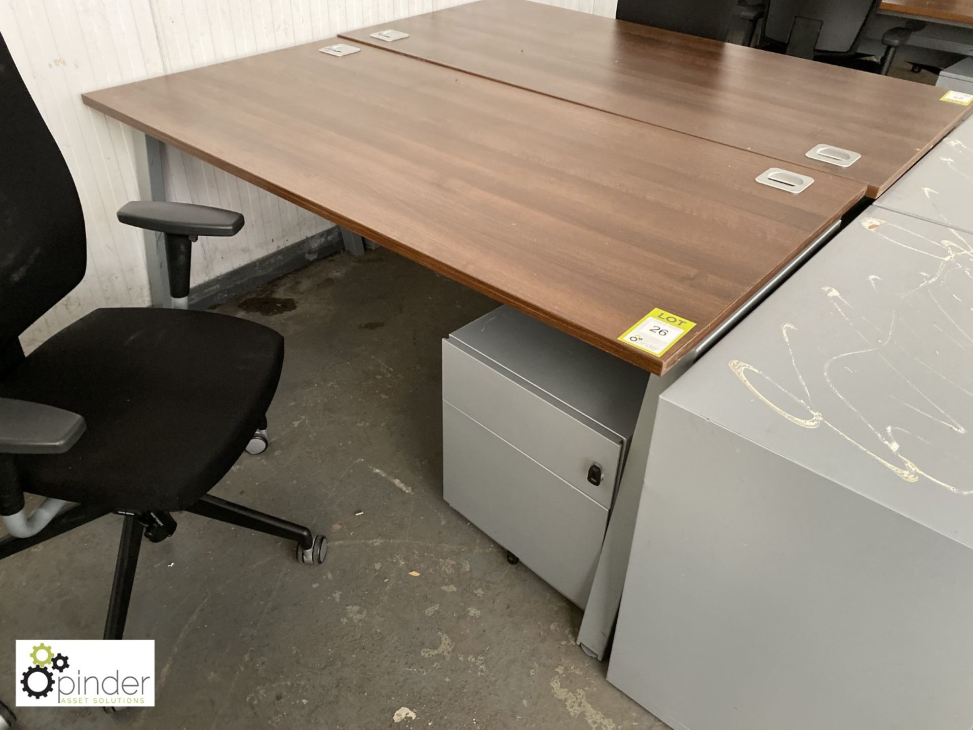 Walnut effect Desk, 1800mm x 800mm, with Senator upholstered swivel office armchair and steel 2- - Image 3 of 3