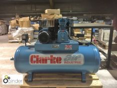 Clarke SE180200 receiver mounted Workshop Compressor, maximum working pressure 10.3bar (this lot