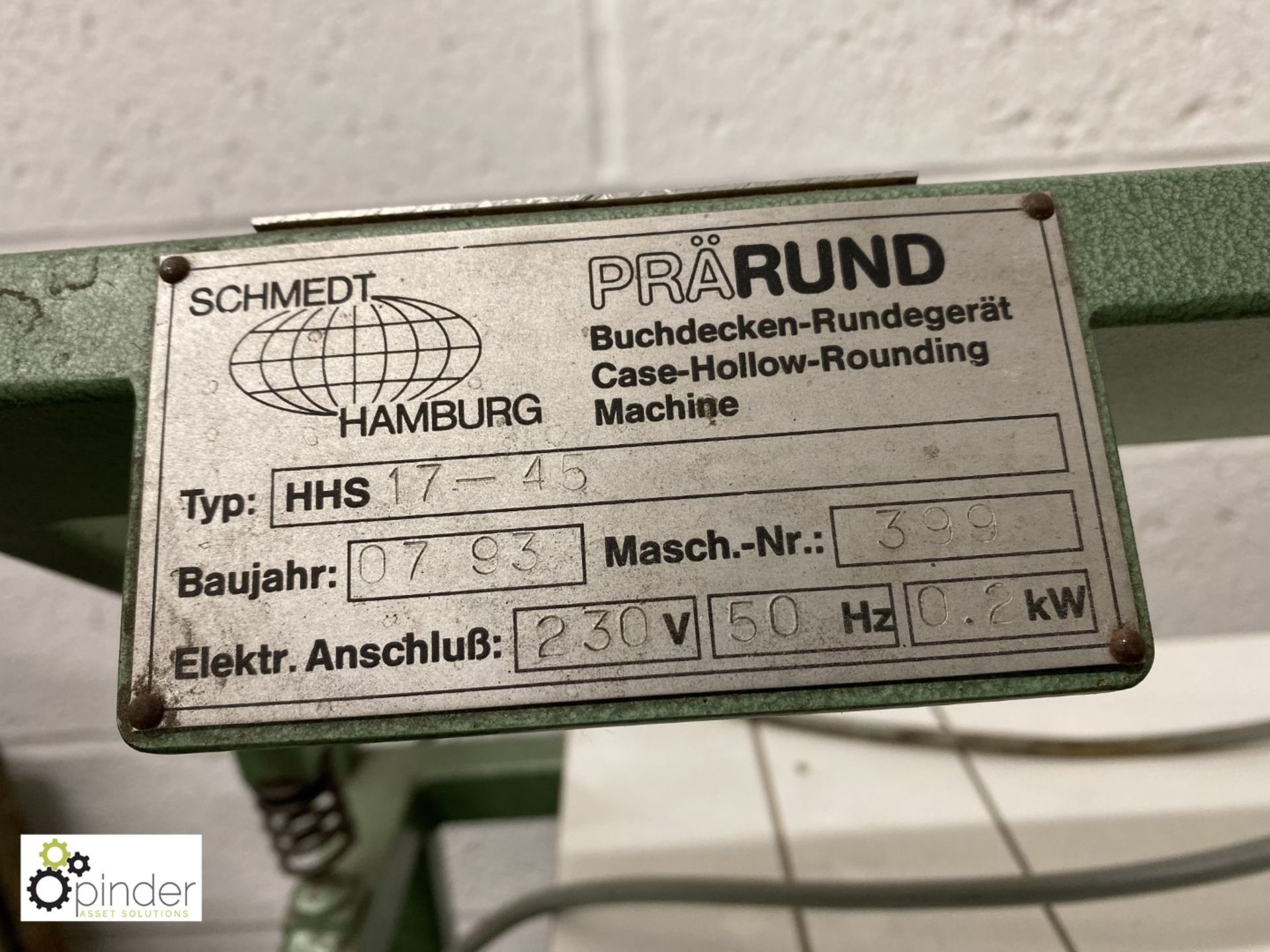 Schmedt Pra Rund HHS 17-45 Case Hollow Rounding Machine, 450mm width, 240volts (this lot is - Image 3 of 3