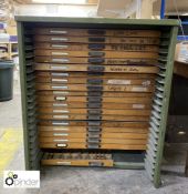 Quantity Letterpress Type including 19-drawer cabinet (please note this lot is located in Brighouse,