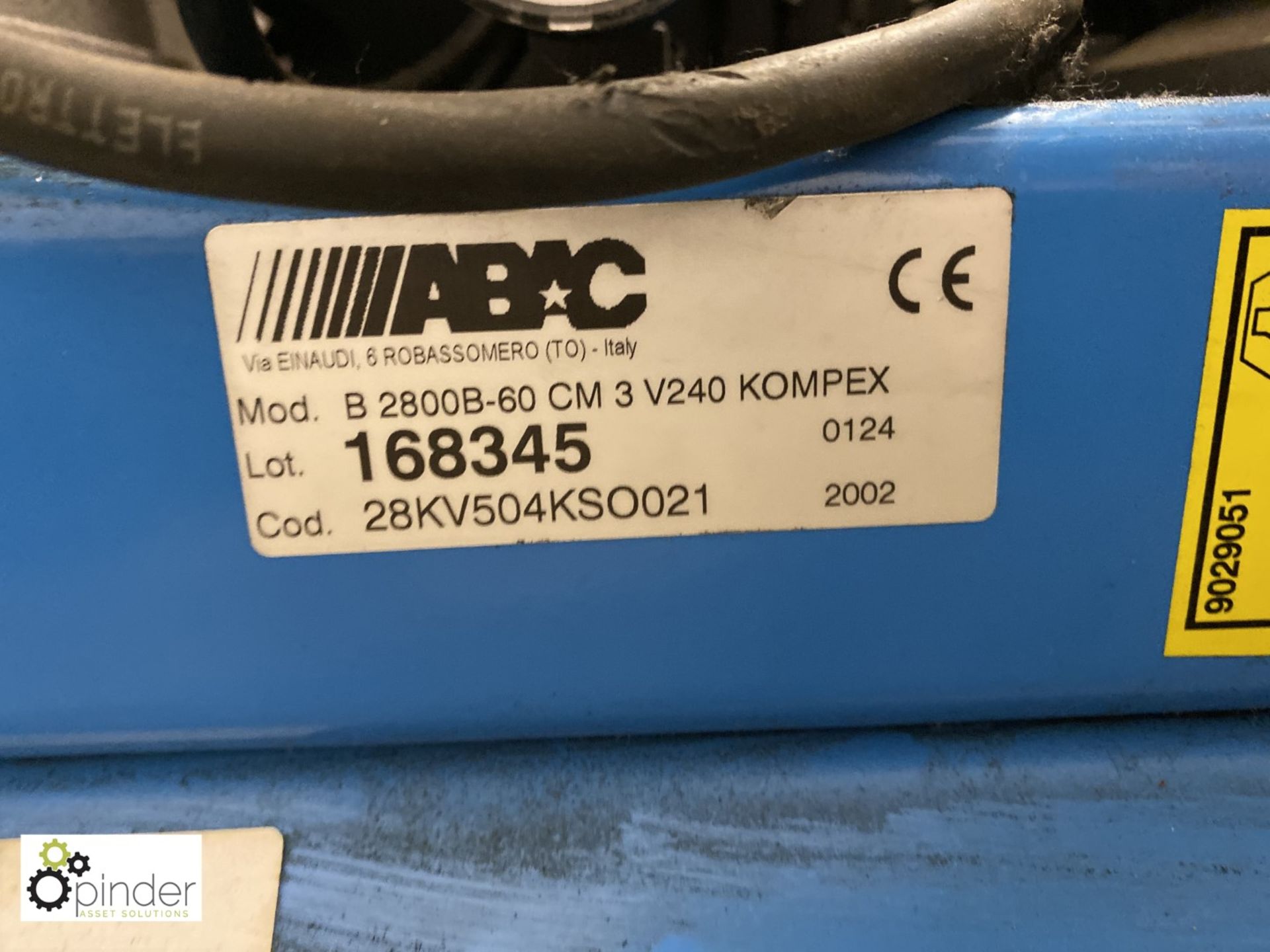 Abac B2800B-60CM portable receiver mounted Compressor, 240volts (this lot is located in Penistone) - Image 4 of 4