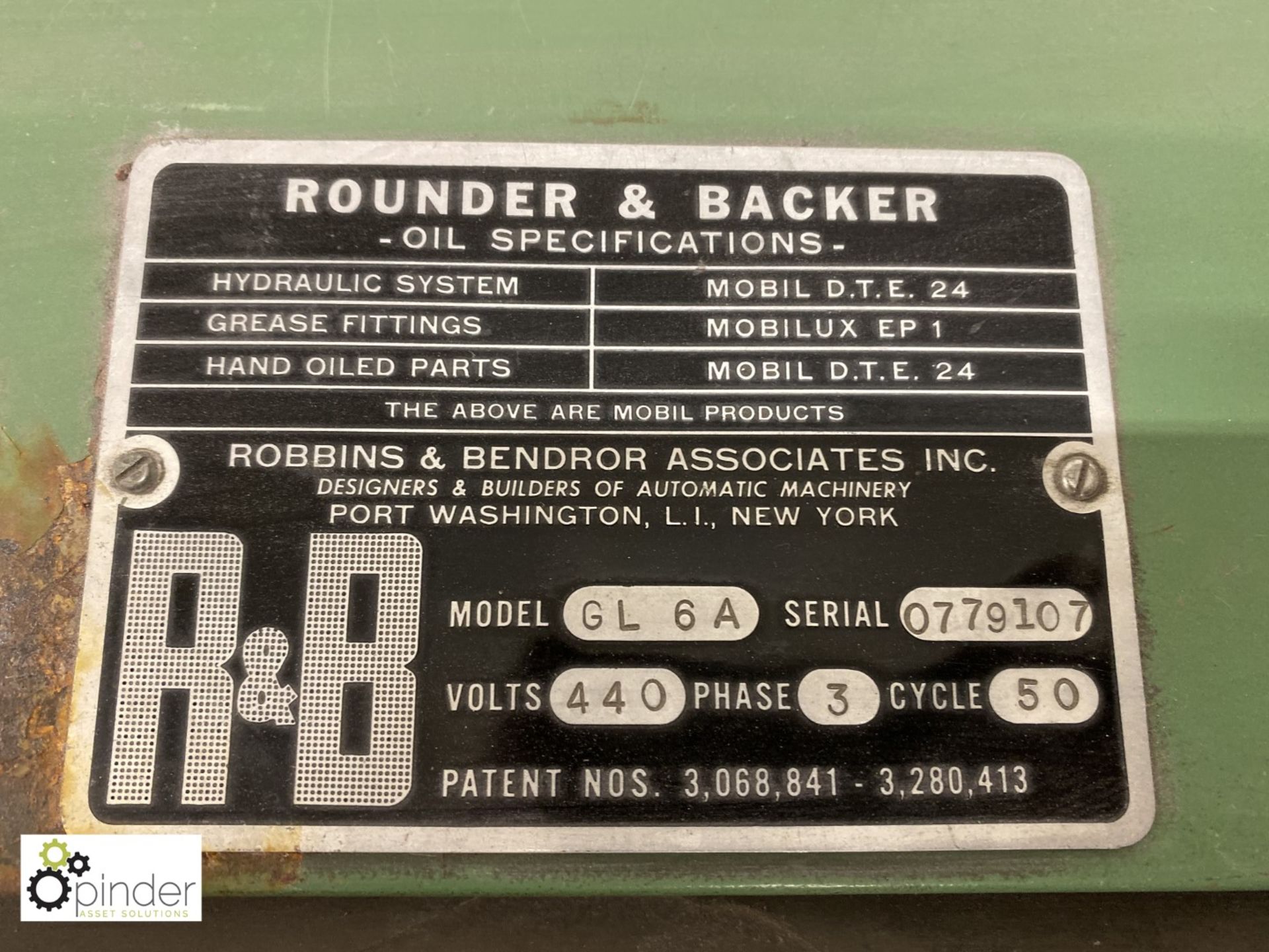 Robbins and Bendror GL6A hydraulic Rounder and Backer Machine, 415volts (this lot is located in - Image 3 of 5