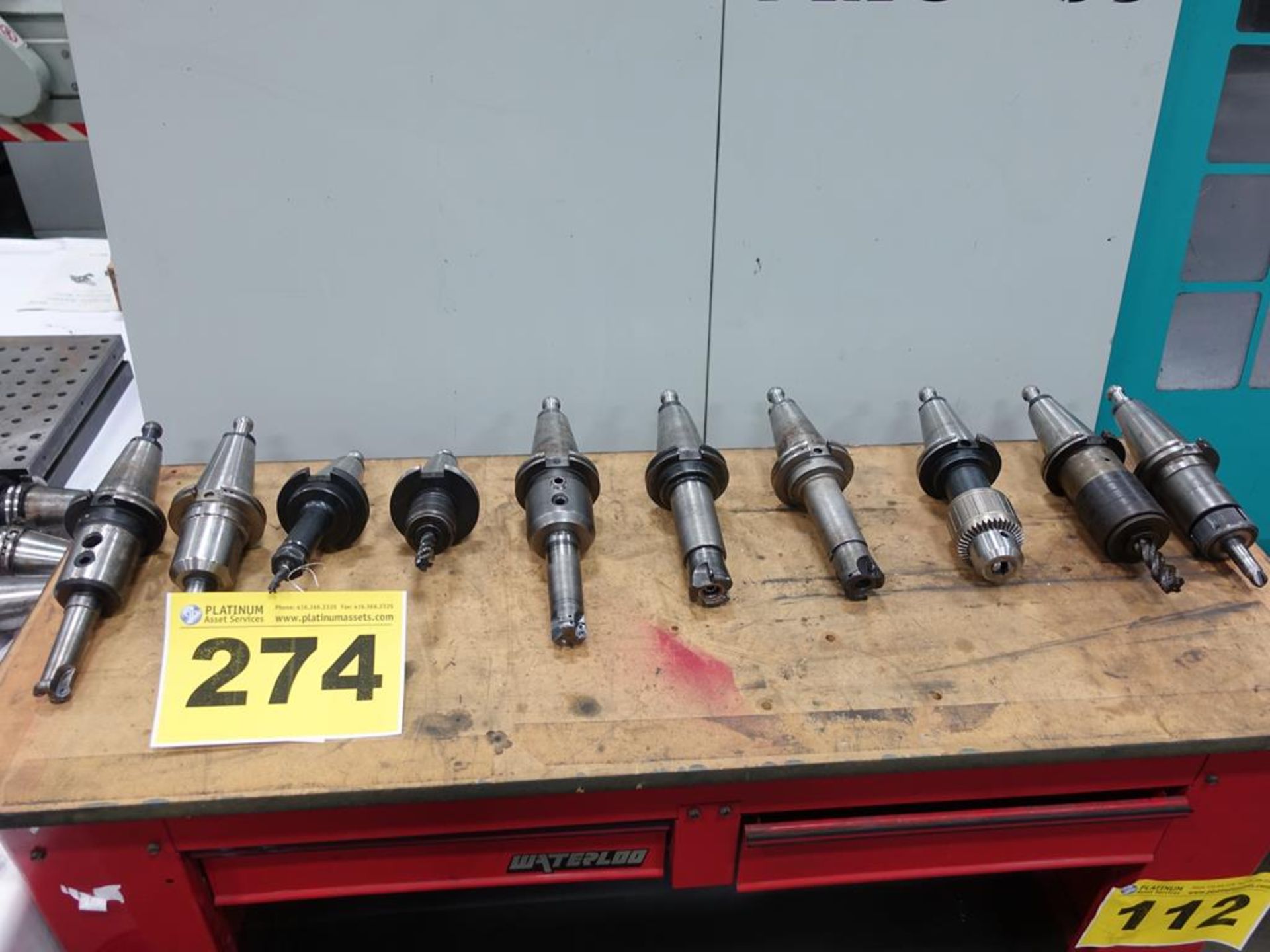 LOT OF (10) PIECES OF CAT 50 MACHINE TOOLING
