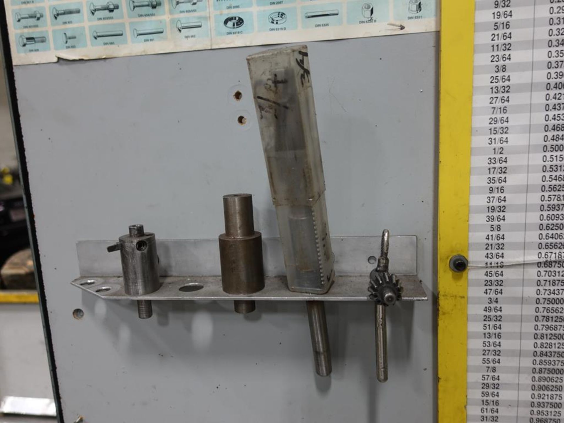 LOT OF RADIAL ARM DRILL TOOLING, DRILLS, END MILLS, HOLD DOWNS, ETC. - Image 2 of 9