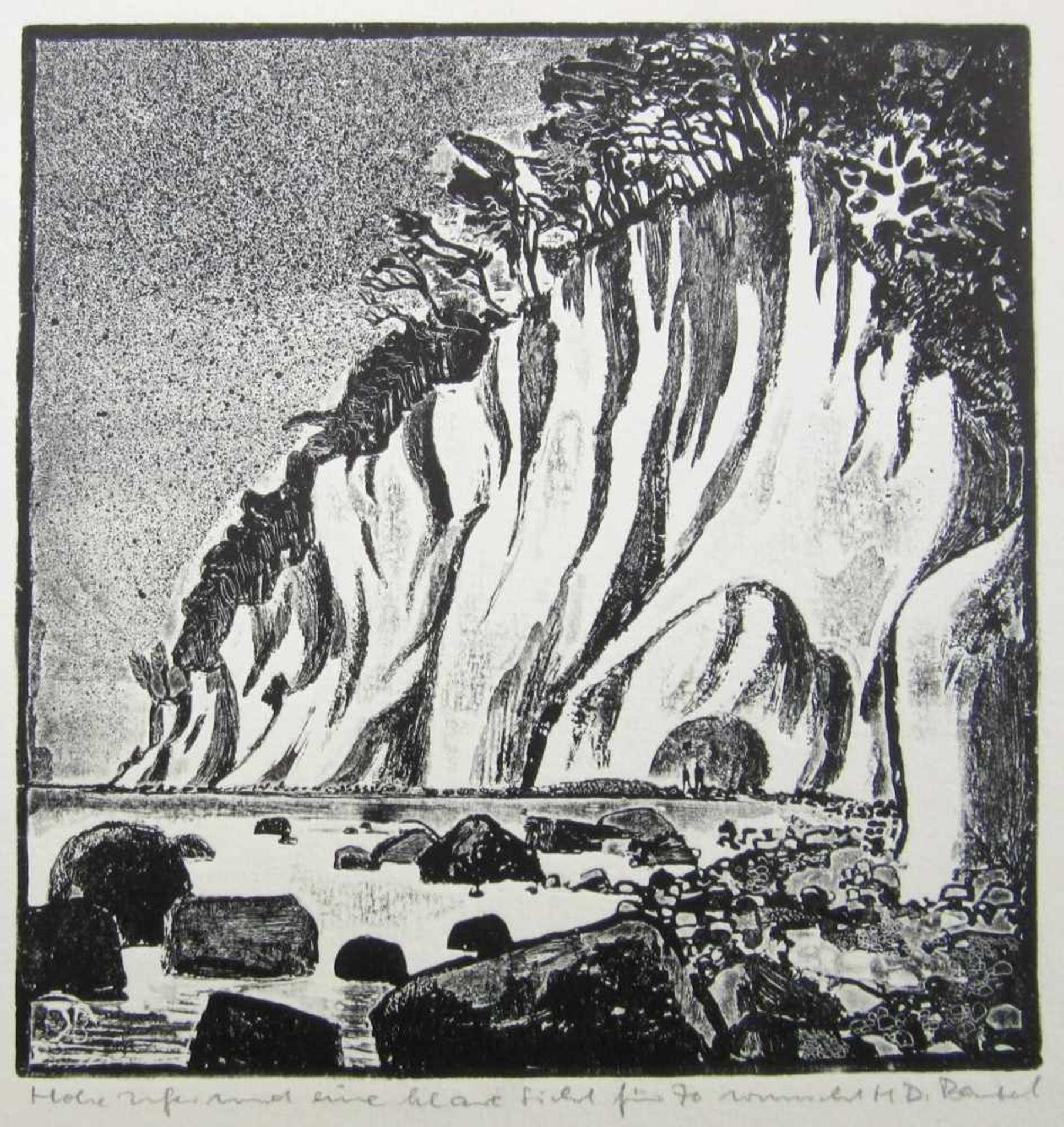 Bartel, Hans-Dieter (1937 Bergen/Rügen, lebt in Wesselin/Rügen) „Kreidefelsen“Aquatinta, unten