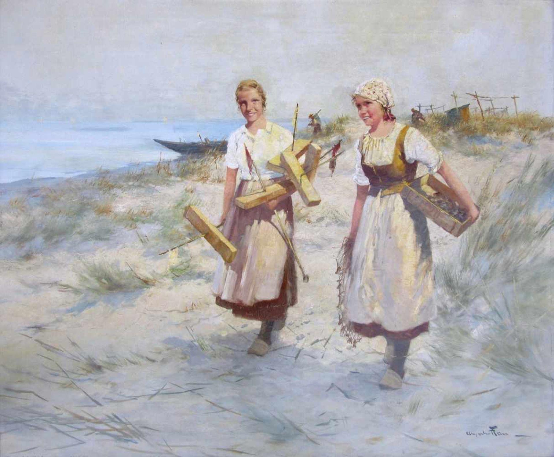 Rau, Alexander (1878 Berlin - 1944 Berlin)„Fischermädchen“ Öl auf Leinwand, unten rechts signiert,