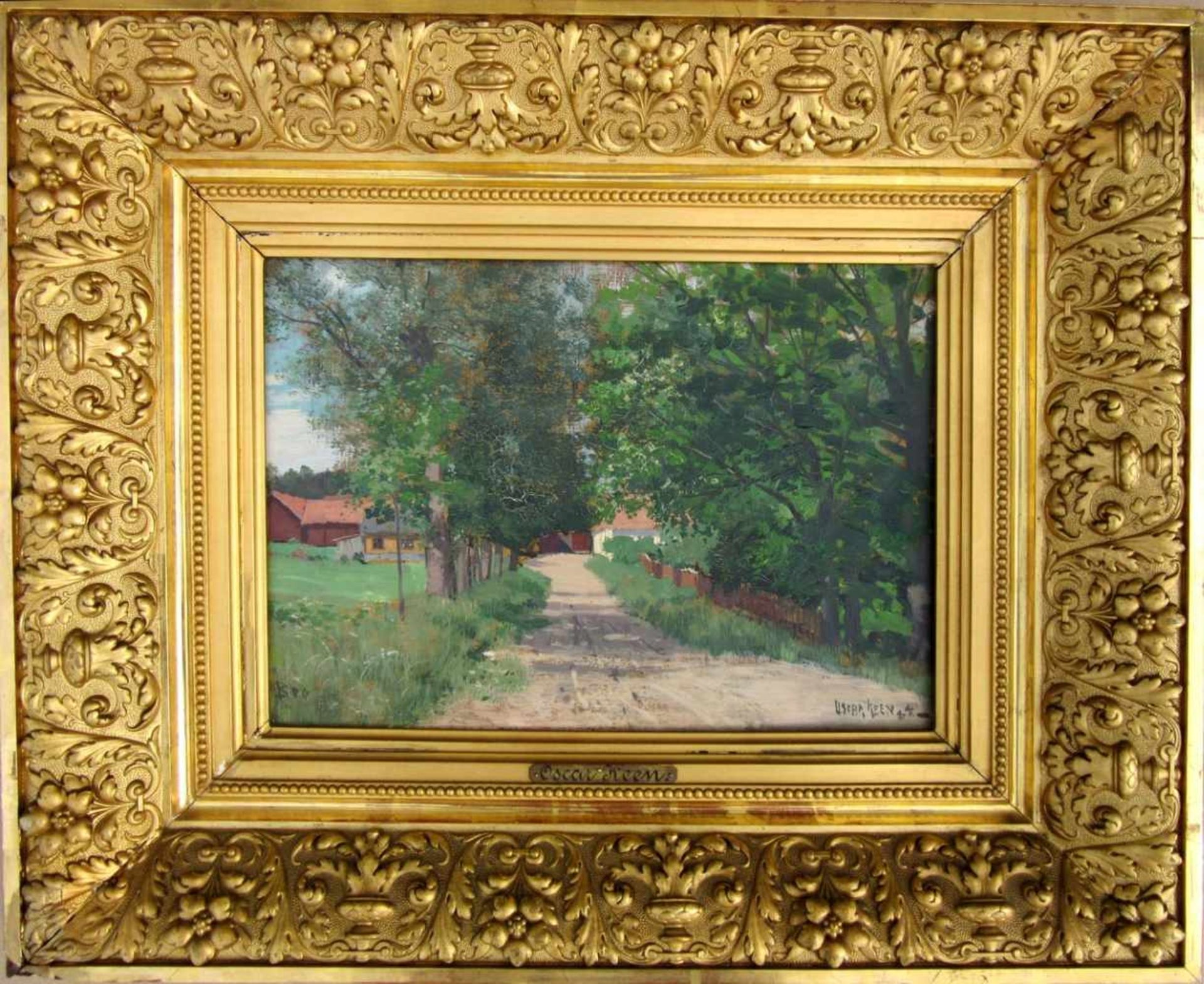 Keen, Oscar (1867 Stockholm – 1949 ?) „Weg zum Gutshof in Boo“Öl auf Leinwand, unten rechts signiert - Bild 2 aus 2