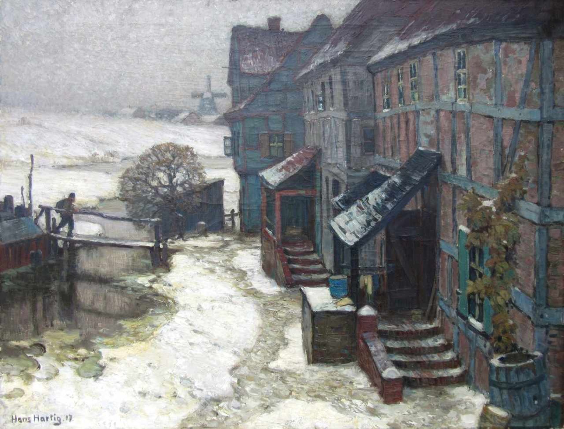 Hartig, Hans (1873 Carvin - 1936 Berlin)„Winter“Öl auf Leinwand, unten links signiert und datiert,
