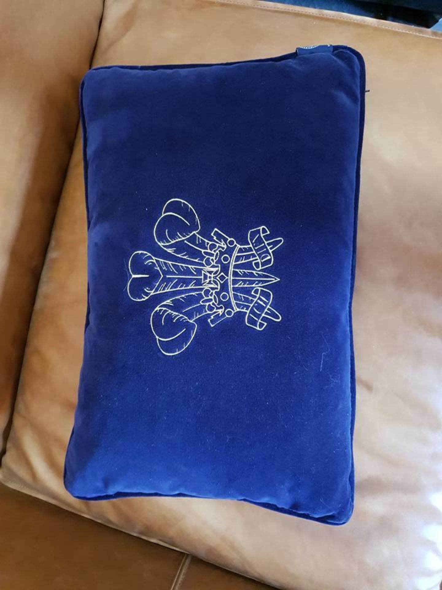 Cushion Navy Blue with Crest Ich Dien 56 x 36cm