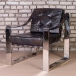 Martini Strap Armchair Nut Leather The Polished Steel Frame And Buckles On This Armchair Will