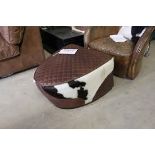 Saddle Footstool Bull Leather With Brown & White Moo The Saddle Footstool Is Inspired By The