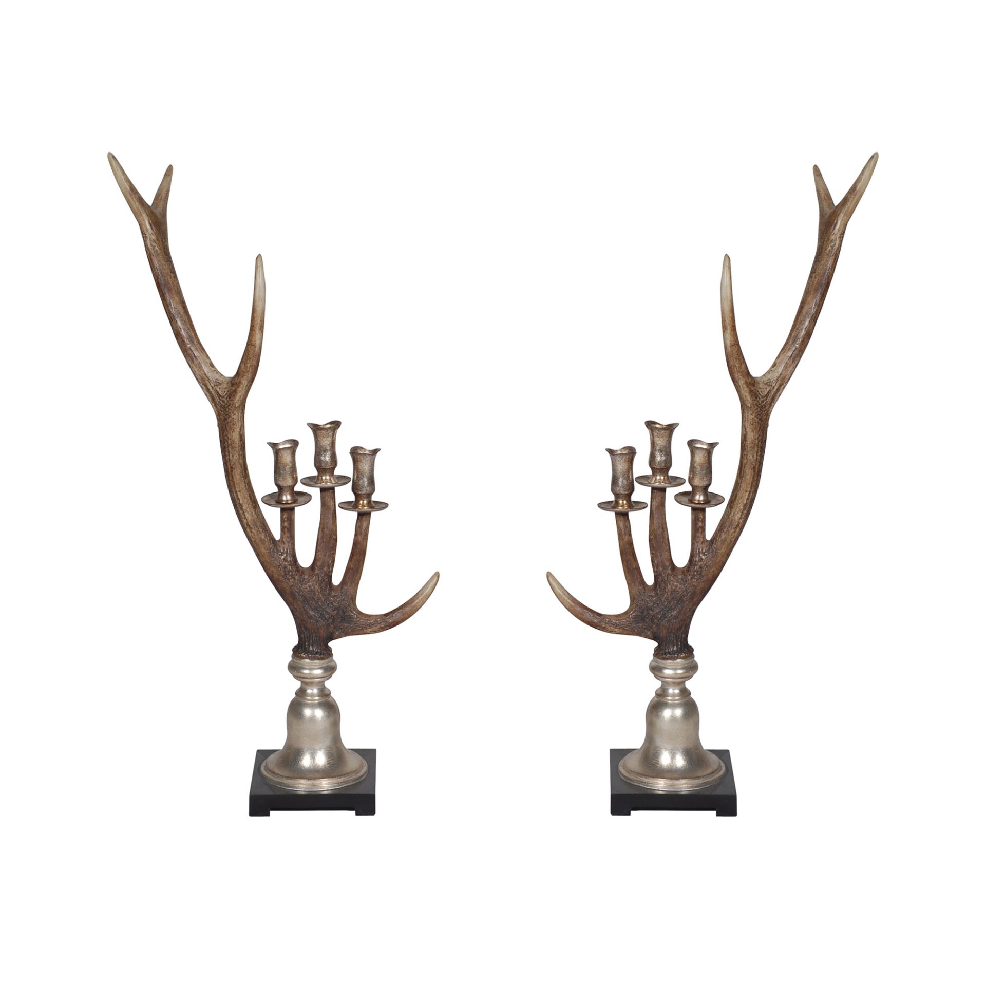 A Pair Antler Candle Holders Naturally Shed Antlers Have Been A Key Feature Of Hunting Lodges - Image 3 of 3