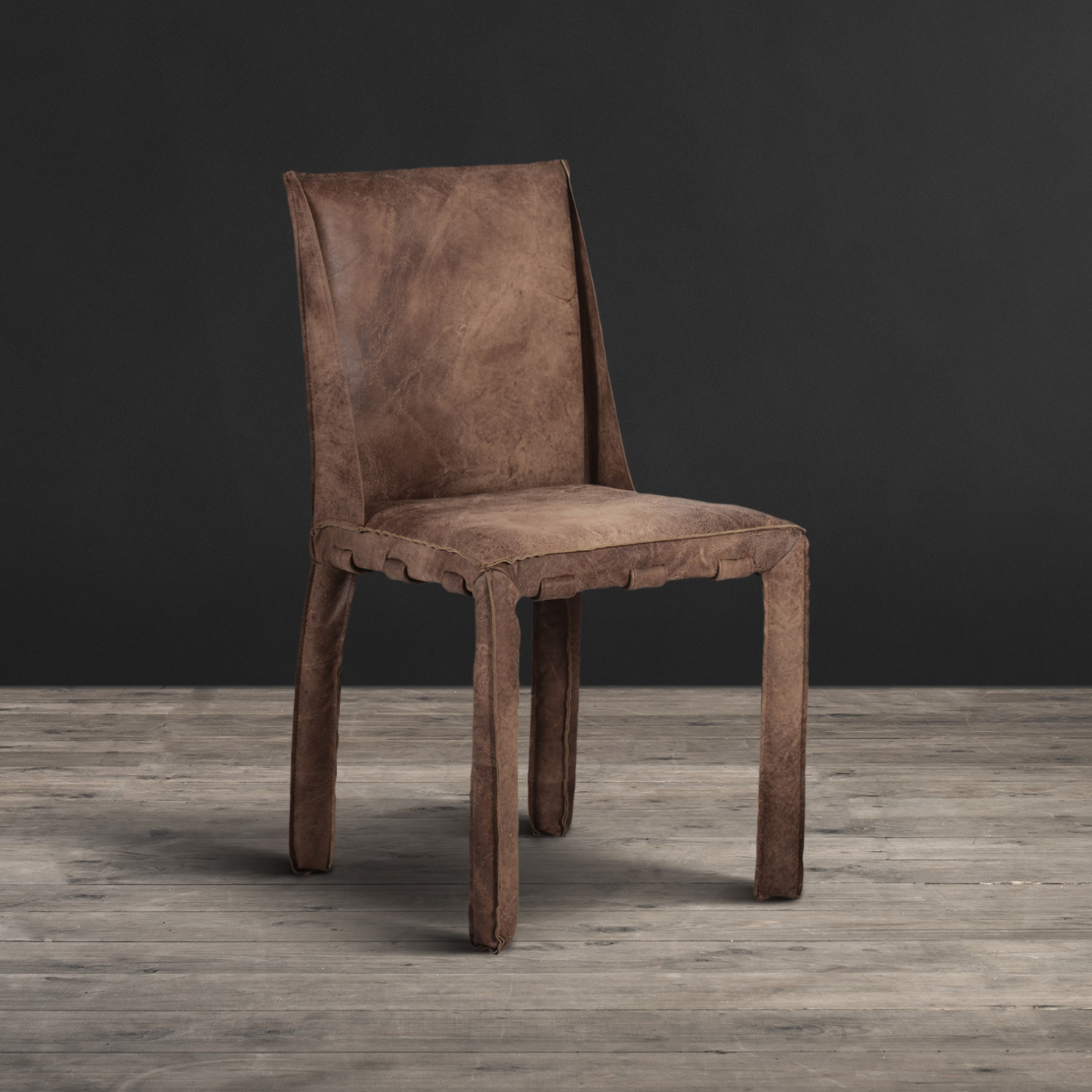 Swallow Dining Chair Scarecrow Brown Leather Outfitted Top To Bottom In Our Hand Finished
