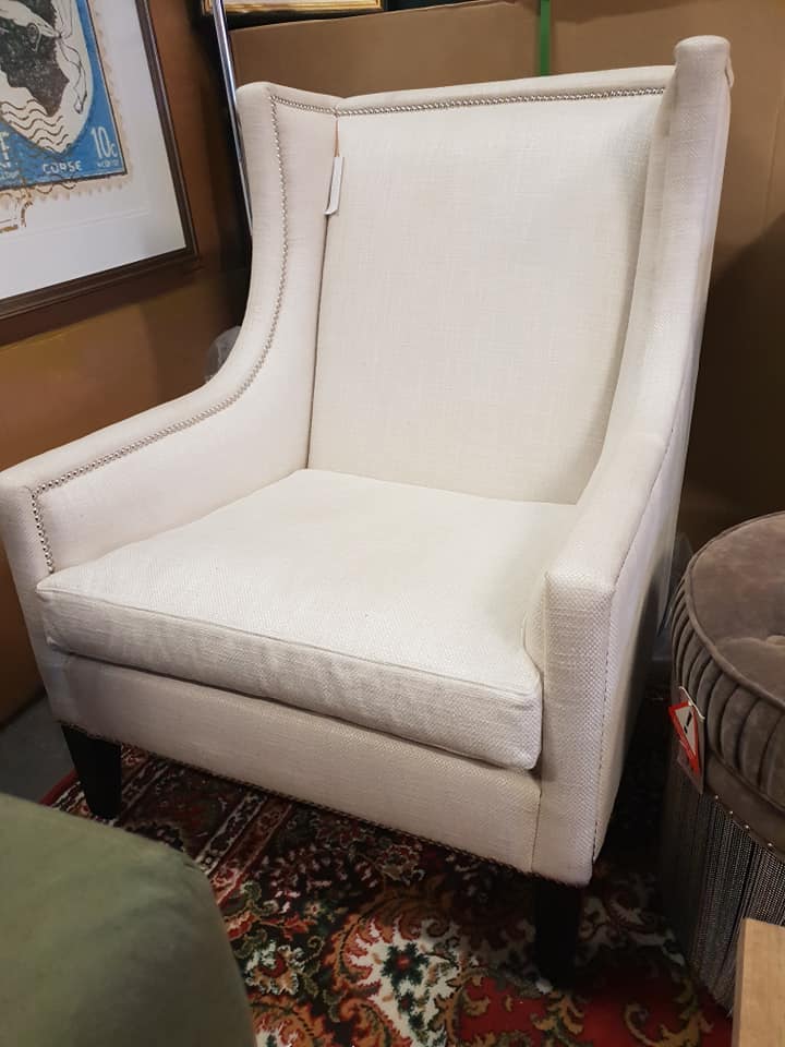 Andrew Martin Austin Lounge Chair In Salisbury Ewe Fabric And Chromium Studded, 93cm X 102cm X 115cm