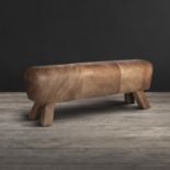 Gym Horse Bench Triple Old Saddle Black Leather Inspired By The World Of Gymnastics And Sport, The